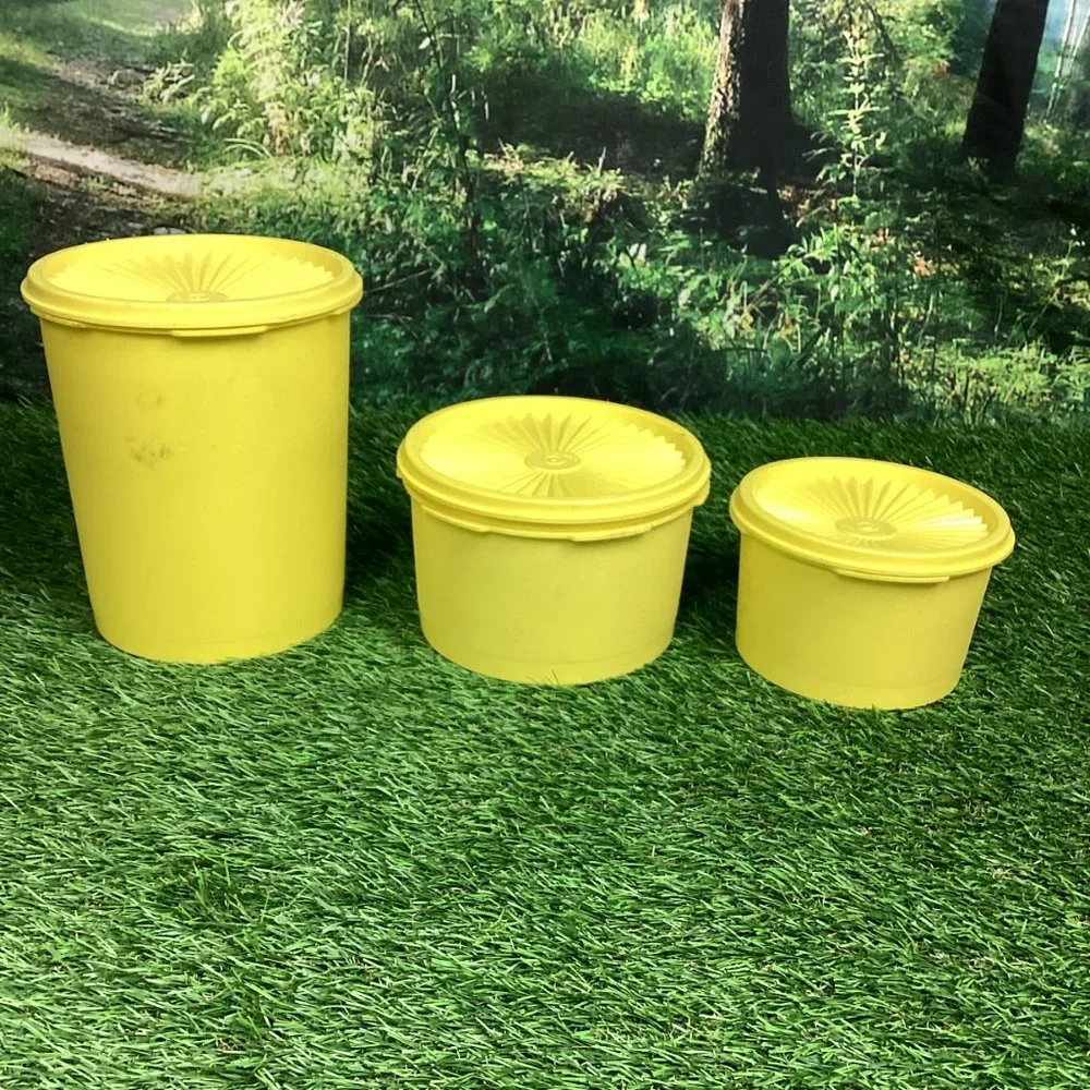 Vintage Tupperware Containers Sunburst Yellow (5)